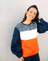 Forever is Boring Triggerfish RD Ballon Sleeve Sweater in navy tons