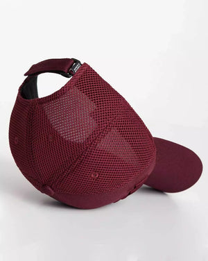 Forever is Boring Bordeaux Mesh Cap with adjustable strap in the back.