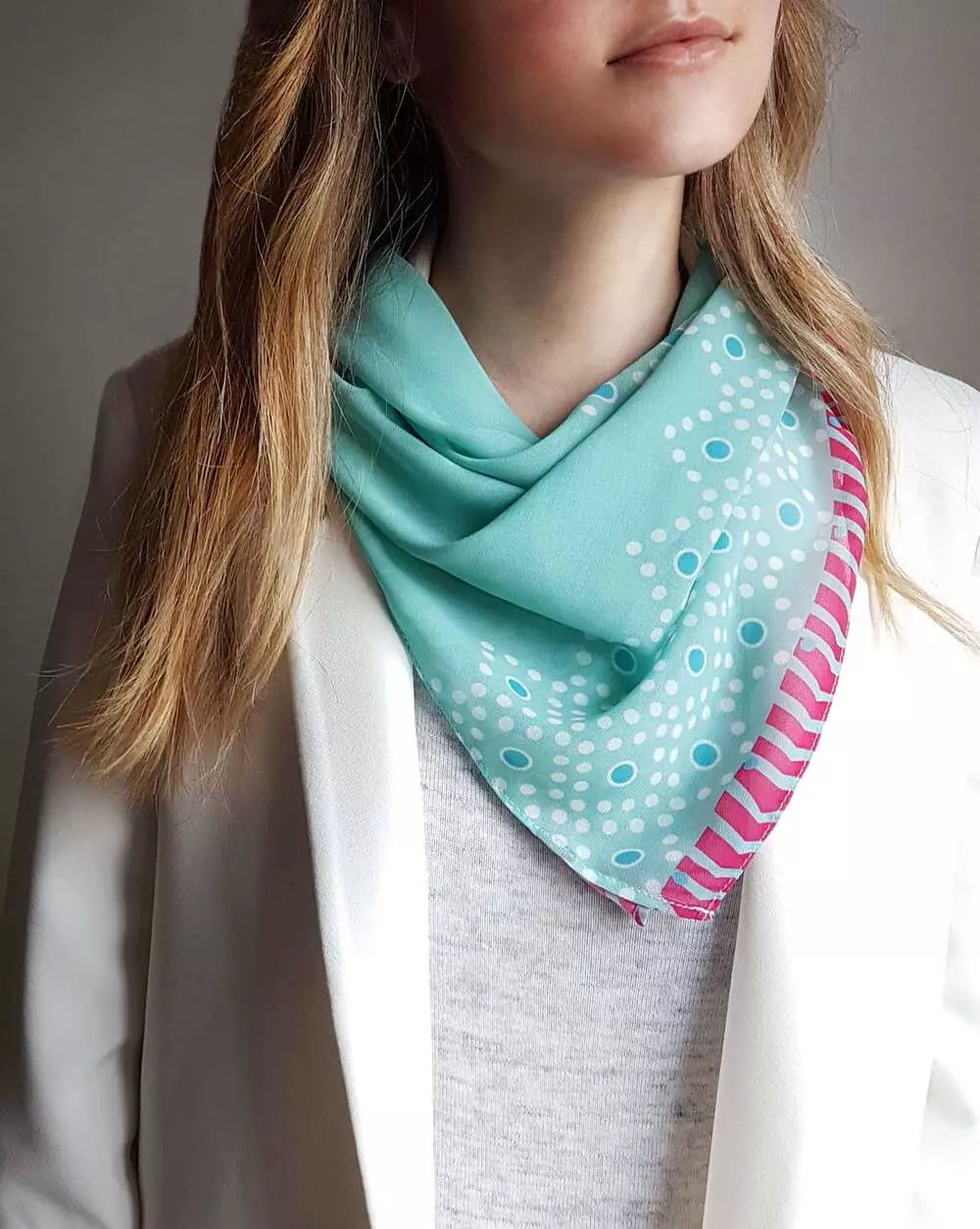 Scarf Forever is Boring Desert BL M, design printed in shades of blue.